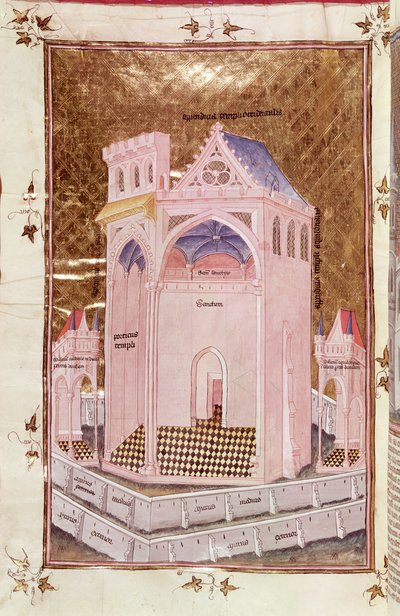 Ms 292 Tome 3 fol.214v Nicolas de LyreによるPostilles sur la Bibleのエルサレム神殿 作： French School