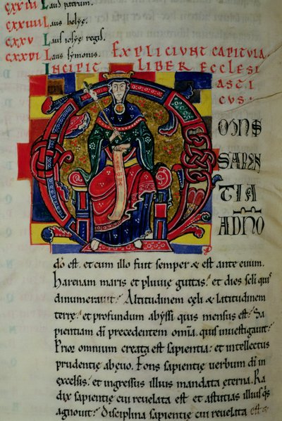 Ms 2 fol.8聖ベニーニュ聖書の知恵の人物像を描いた歴史的な頭文字O 作： French School