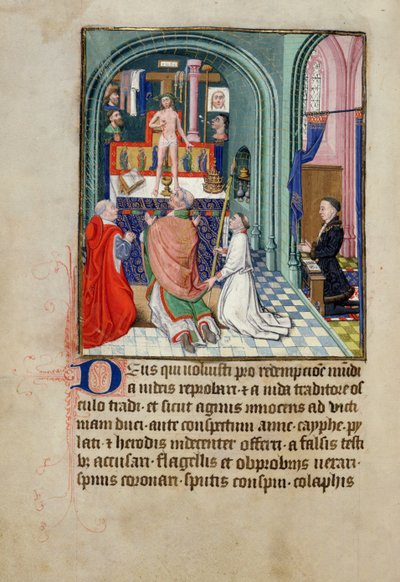 Ms 3-1954 fol.253vブルゴーニュ公フィリップルアルディのために作られた、時間の書からの聖グレゴリーのミサ 作： French School