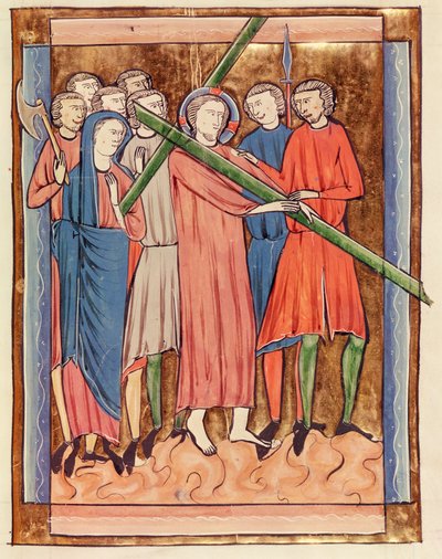 Ms 3016 fol.16キリストを背負った十字架、プサウティエ、パリの使徒 作： French School