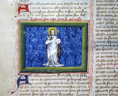 Ms.313 天使に囲まれた神（Bible des Grands Augustinsより 作： French School