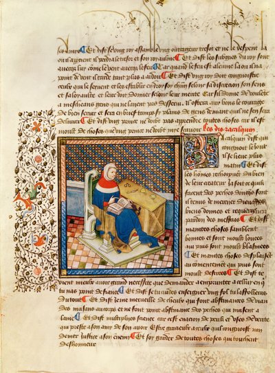 Ms 316 fol.3 Les Dits Moraux des Philosophesの彼の机にいる哲学者 作： French School