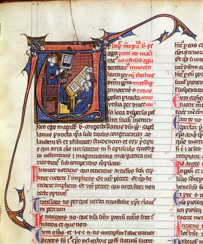 Ms 31 Fol.278教皇イノセント4世によるQuinque Libros Decretaliumの装置からの正則法とその生徒のマスター（d.1254） 作： French School