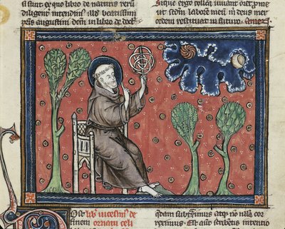 Ms 320 Fol.194v Thomas van Cantimpre (1201-72) の「De Natura rerum」からの「天文学」（vellum）。 作： French School