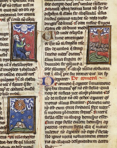 Ms 320 Fol.197 Thomas van Cantimpre (1201-72) の「De Natura rerum」からの彗星 (vellum) 作： French School