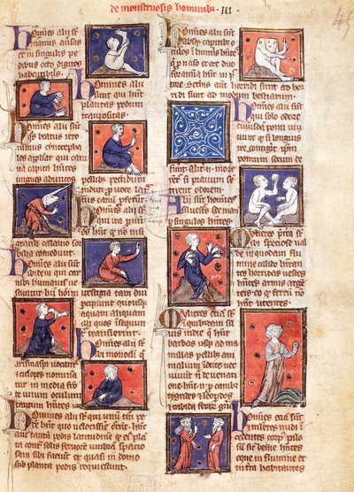 Ms 320 Fol.45r Thomas van Cantimpre (1201-72) の「De Natura rerum」からのモンスター（ベラム製 作： French School
