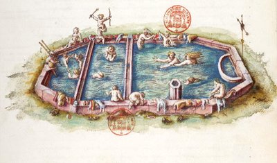 Ms 3243 ネリス・レ・バンのネリス浴場、ニコラ・ド・ニコライの「ブルボンネの一般的記述」からの図版 作： French School