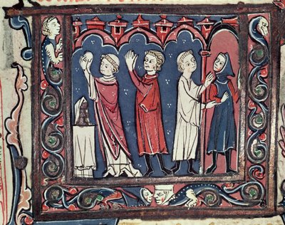 Ms 364 fol.111破門のシーン、ジャン・アンドレによるデクレタレス、13〜14世紀 作： French School