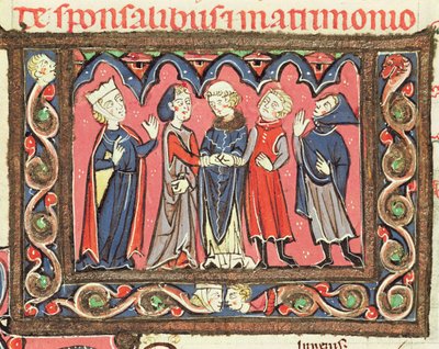 Ms 364 fol.166結婚、ヨハネス・アンドレーエの教皇宣教師の論評からのイラスト 作： French School