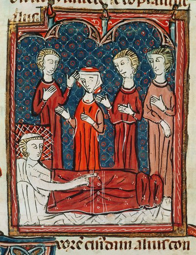 Ms 372 fol.165v Decrets de Gratienの病床の男 作： French School