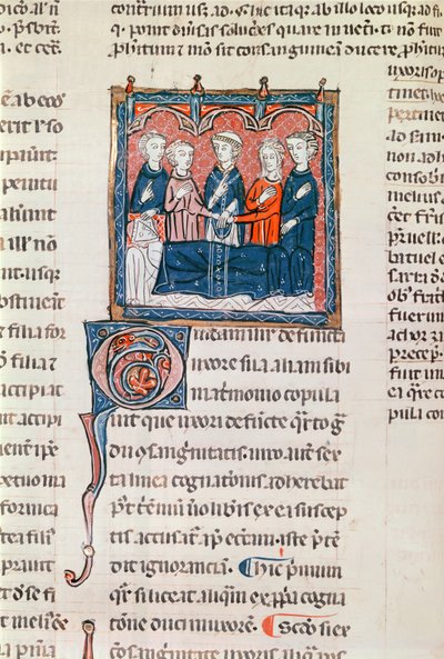 Ms 372 fol.243 Decrets de Gratienの寡婦の結婚 作： French School