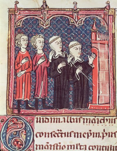 Ms 372 fol.47v Decrets de Gratienの修道院の基礎 作： French School