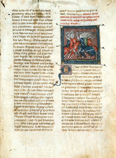 Ms 403 fol.163 Roman dArtusの騎士同士の戦い 作： French School