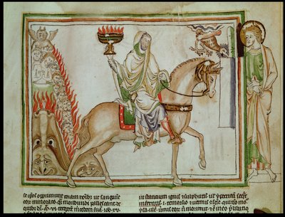 Ms 422 fol.22r 4番目の封印の始まり：淡い馬に乗った死 作： French School