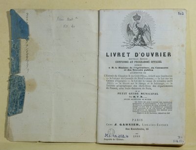 Ms 43.268.10 Livret dOuvrierのフロントピース、1864 作： French School