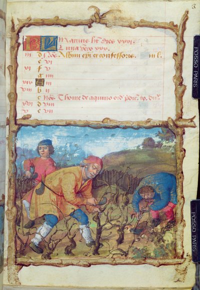 Ms 438 3月の月：時の書からのつるの剪定、1490 作： French School