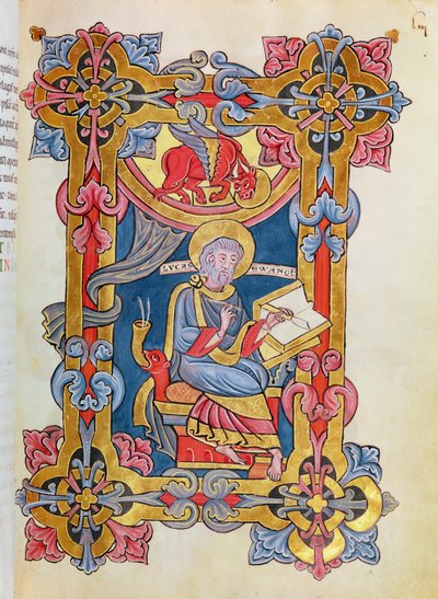 Ms 479 fol.33 St. Luke、Les Evangiles de l&39;Abbaye de Cysoing出身 作： French School