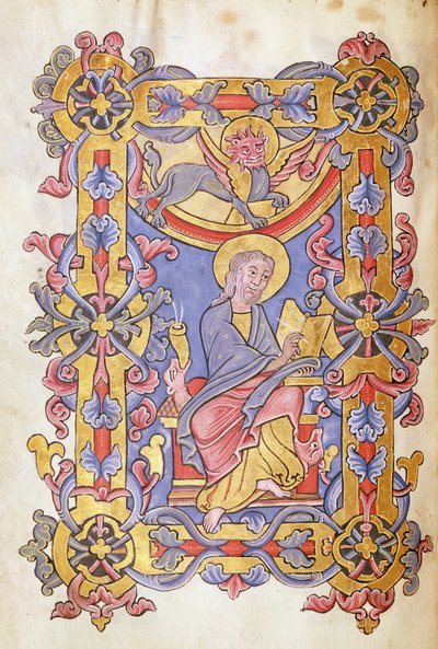 Ms 479 fol。53 St. Mark、Les Gospels de l&39;Abbaye de Cysoingから 作： French School