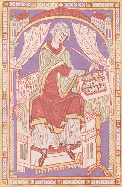 Ms 501 fol.5v Baudemond Writing、Vie et Miracles de Saint Amandから 作： French School