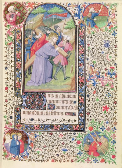 Ms 547 fol.16十字架の駅、ポワティエの女性が使用した時間の書から 作： French School