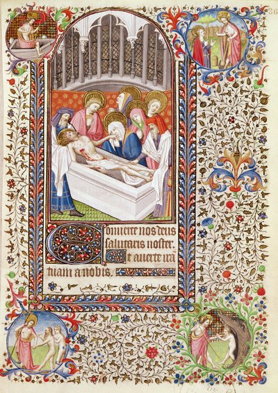 Ms 547 fol.36ポワチエの女性が使用した時間の書からのキリストの墓 作： French School