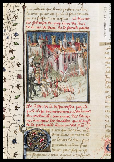 Ms 55 t.2 fol.290v Hell、De Civitate Dei、カバの聖アウグスティヌス作（354-430）、Raoul de Presles訳、c.1400-50 作： French School