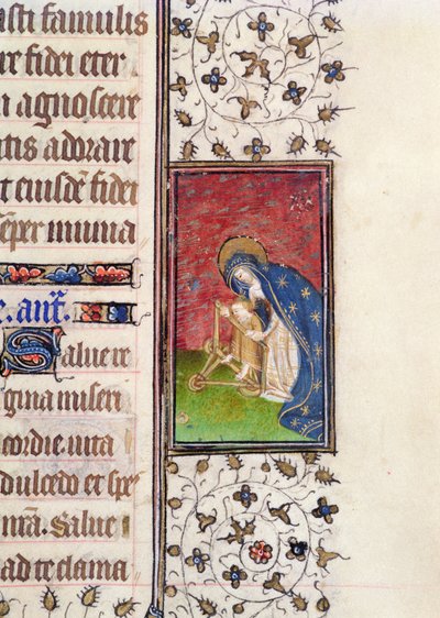 ミス62、f.205r:聖母子像、フランスの時祷書の細部、1445-50年頃（ヴェラム製 作： French School