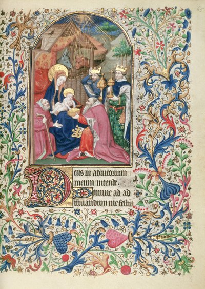 Ms 63 f.65r賢者の崇拝、時間の書、c.1460から 作： French School