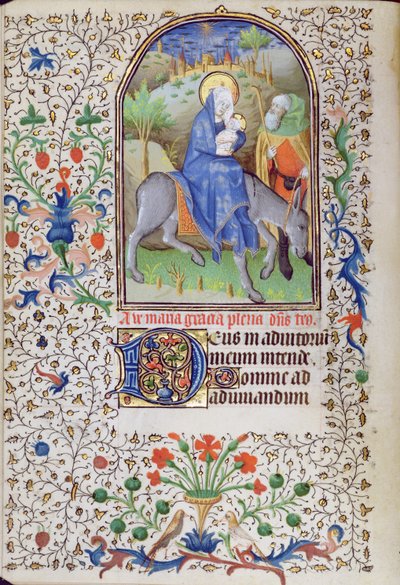 Ms 66 f.55vエジプトへの飛行、時間の書、アミアンから 作： French School