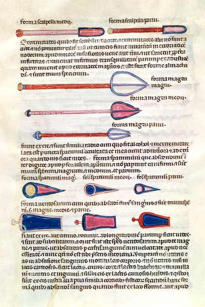 Ms 89 Ter fol.122v Abul Qasim Kalaf ibn al-Abbas al Zahrawi（Albucasis）による論文からの手術器具 作： French School