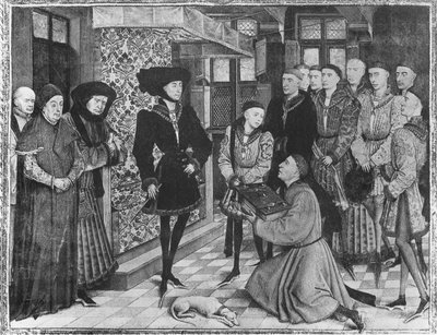 Ms 9242 Hainaut Chronicles、Philip the Good、Duke of Burgundy、彼の左側の子供としてJean Vauquelin、Charles the BoldによるChroniclesの翻訳を発表 作： French School
