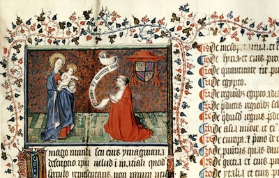 Ms 954 Pierre dAilly（1350-1420）聖母の前で、OiuvresからPierre dAillyで1416年頃にカンブレーの司教 作： French School