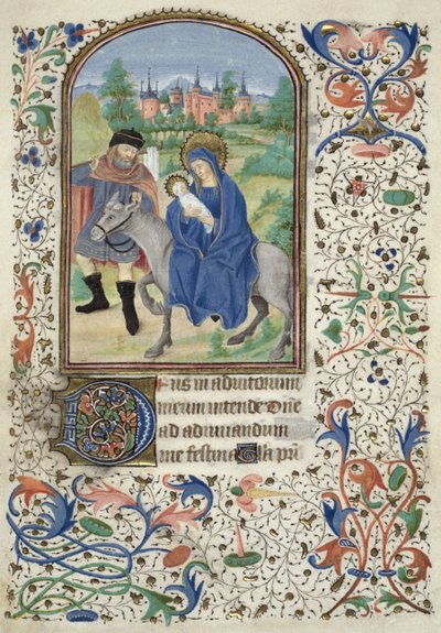Ms Euing 4 f.55rエジプトへのフライト、グラスゴー時間から、c.1450-60 作： French School