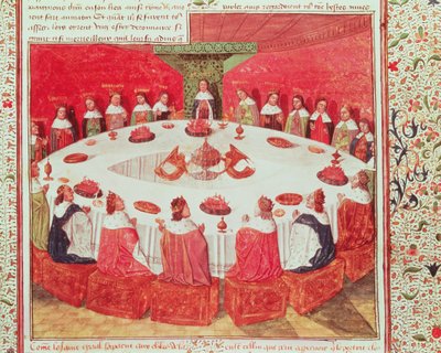 Ms Fr 112 f.5円卓と聖杯、Livre de Messire Lancelot du Lac、1470 作： French School