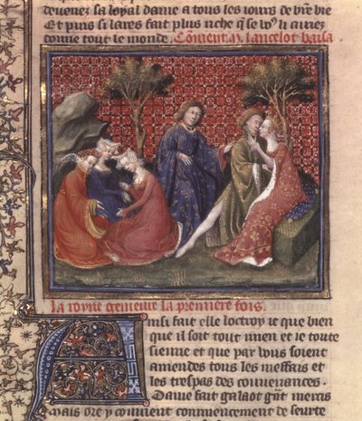 Ms Fr 118 fol。聖杯とアーサーの死の探求、湖のランスロットの写本の一部からの219vページ 作： French School