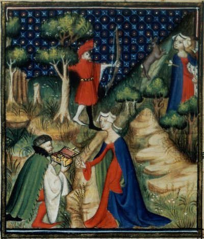 Ms Fr 12420 fol.139v。ジョヴァンニ・ボッカチオの作品からの `De Claris Mulieribus（1313-75）からのProcrisの物語 作： French School