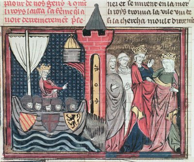 Fr 22495 Fol.101ボールドウィン1世、ヨルダン川を渡り、妻を辞任する。 作： French School