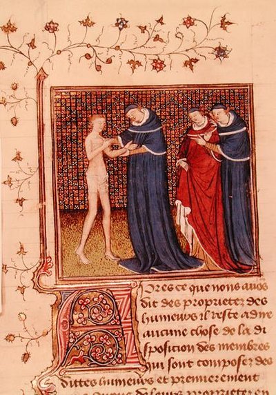 Ms Fr 22531 Fol.58v.患者の診察（1410-15年頃、Barthelemy l