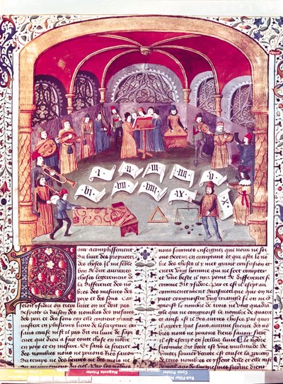 Ms Fr 22532 fol.336コンサート、Barthelemy lAnglaisによるDes Proprietez des Chosesから 作： French School