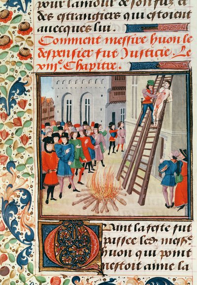 Ms Fr 2643 fol.11ヒュー・デスペンサーの処刑、フロワサーツ・クロニクル 作： French School