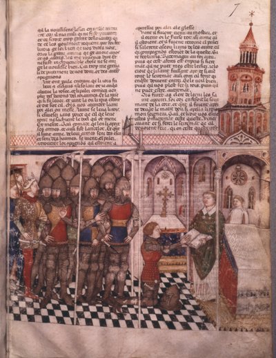 Ms Fr 343 fol。 7聖杯とアーサーの死の探求、誓いの騎士 作： French School