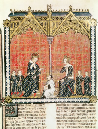 Fr 437 fol.1キングチャールズ5世（1338-80）とジャンヌドブルボン（1338-77）とその子供たち、ギヨームデュラン（1230-96）1374によるRational des divinsオフィスから 作： French School