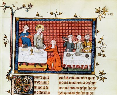 Fr. 5716 f.213 St. Louis Feeding the Poor、from Life and Miracles of St. Louis、c.1330-40 作： French School