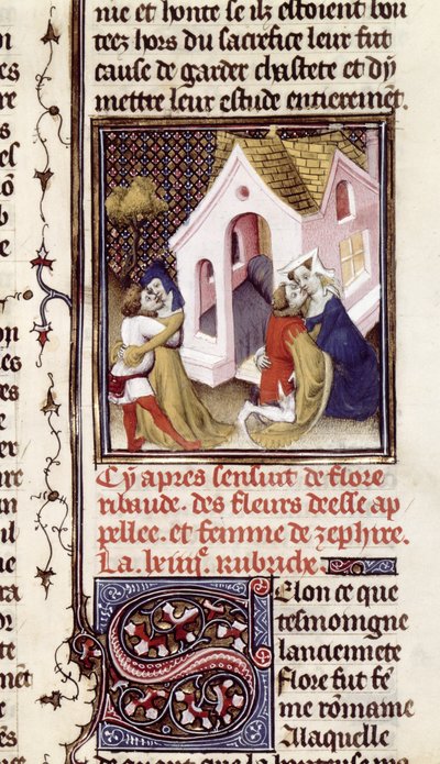 Ms Fr 598 f.97売春婦とクライアント、Des Claires et Nobles Femmes、Giovanni Boccaccio（1313-75）c.1403 作： French School