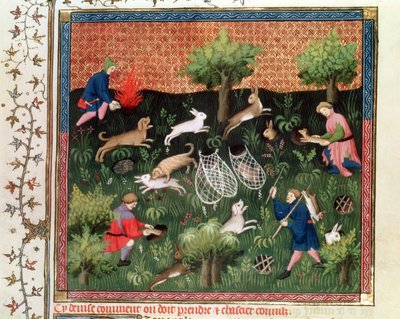 Ms Fr 616 fol.92 15世紀後半のガストンフェブスデフォワ（1331-91）によるリブレデラシャスの狩猟野ウサギ 作： French School