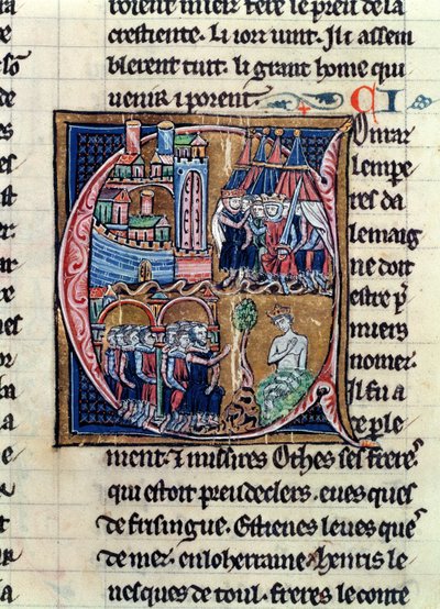 Ms Fr 9081 fol.206コンソラド3世（1137-52）ドイツ皇帝とルイ7世（1120-80）1148年にダマスカスを包囲したフランス国王、 作： French School
