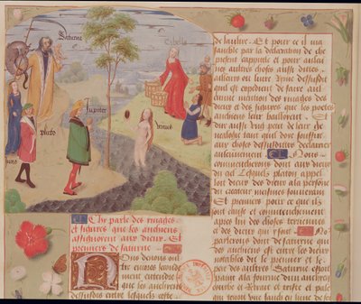 Ms Fr 9197 Fol.157オリンパス、土星、冥王星、ジュノ、金星、木星、シベル、Livre des Eschecs DAmour 作： French School