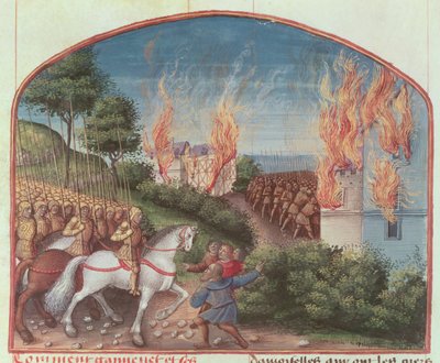 Ms Fr 91 Fol.87ロバート・デ・ボロンによるメルリンの物語のページ、c.1482-89 作： French School