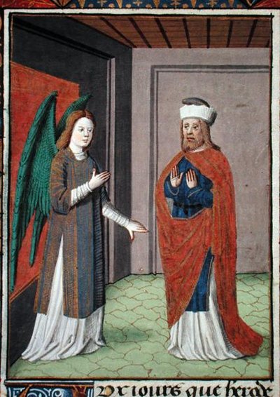 Ms.Hunter 368 f.17v 「天使」 1460年頃（ヴェラム 作： French School