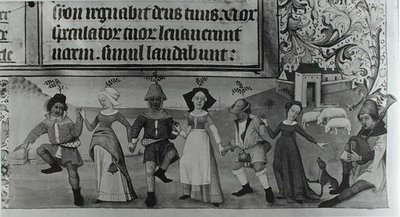 Ms Lat 1173 f.20牧歌的なダンス、Charles dAngoulemeの時間、c.1480 作： French School